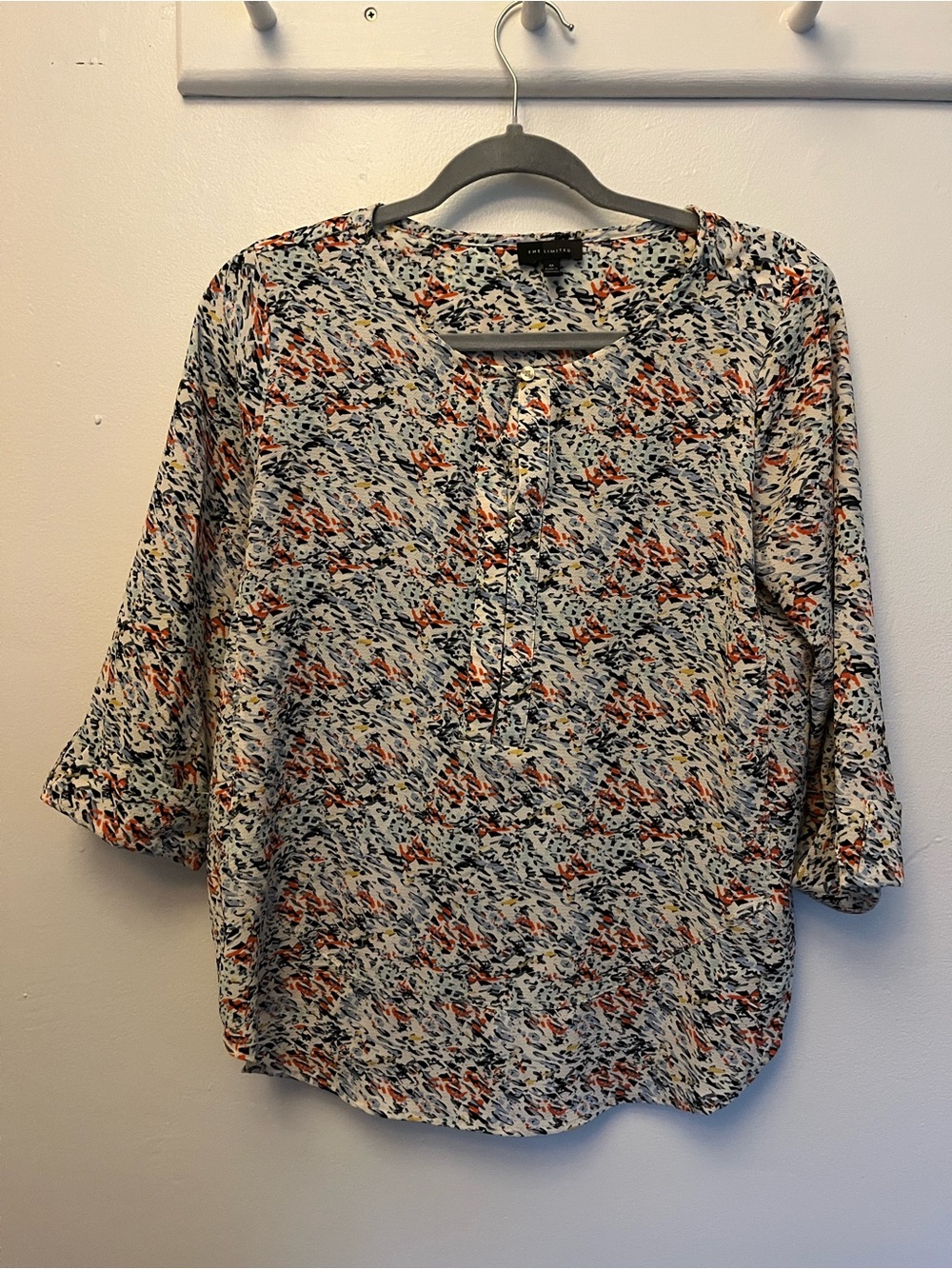 The Limited White Blouse with Orange & Blue Print